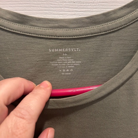 Summersalt The Luxe Pima Twist Sleeve T-Shirt Dress Olive Green Womens Large - Picture 3 of 8